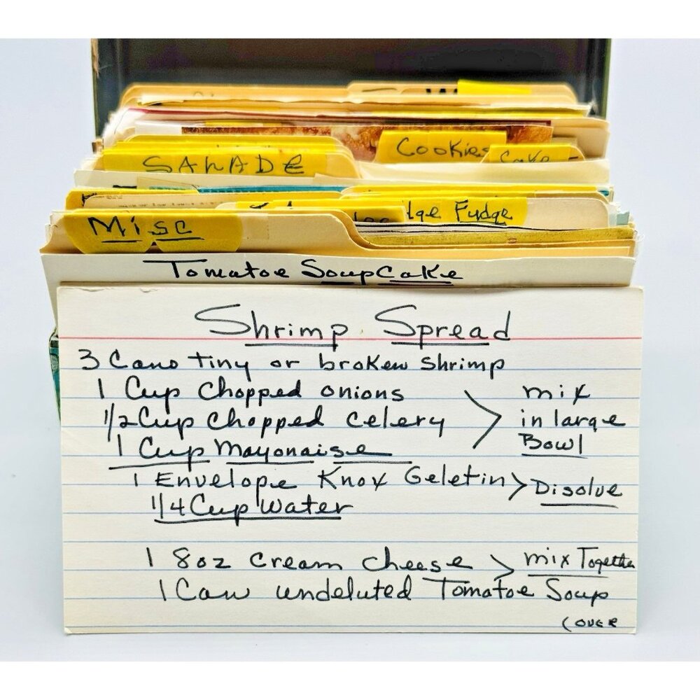 Vintage Metal Recipe Box Including Handwritten Clipped Recipes Index Cards - Picture 10 of 10